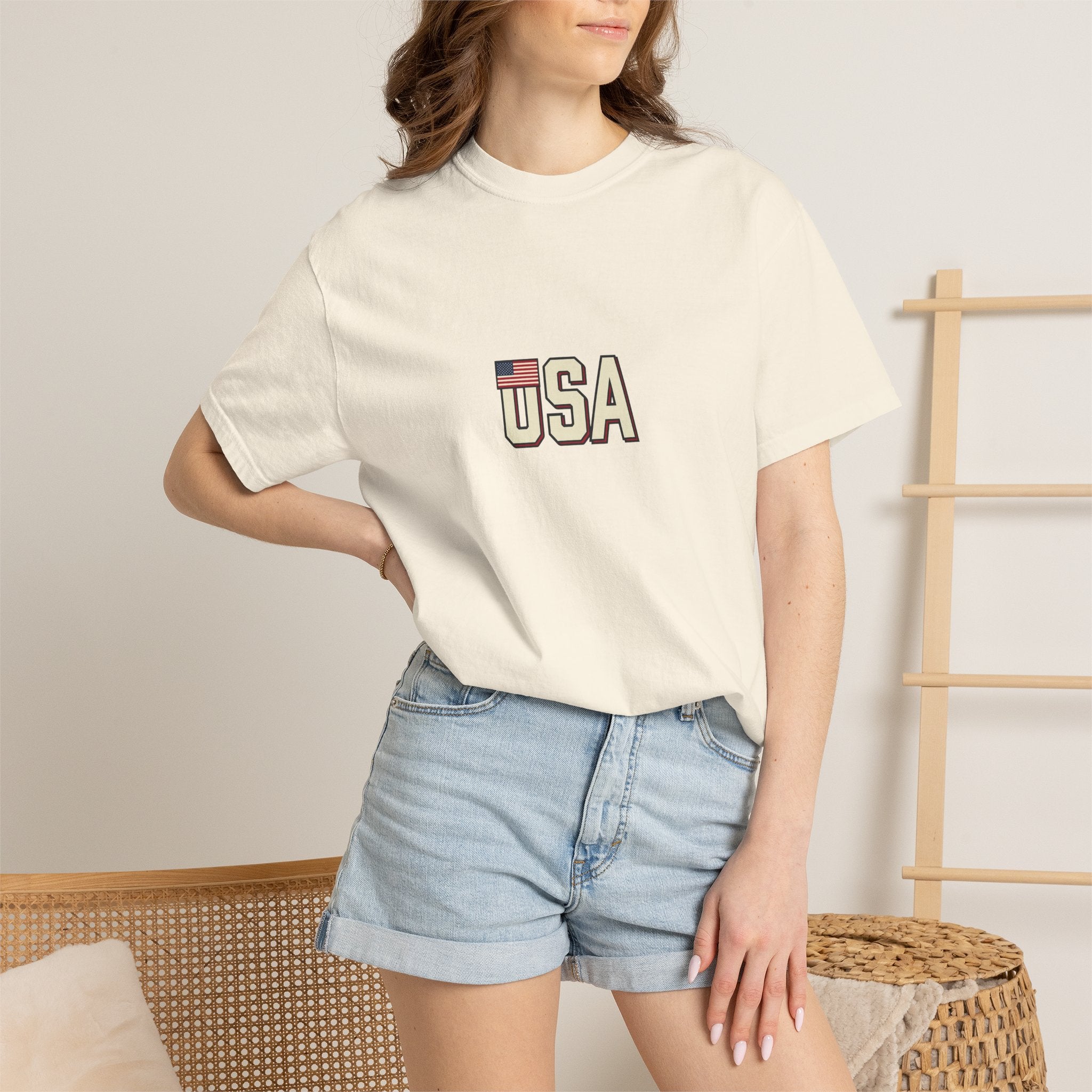 USA Flag Graphic T-Shirt — Retro Patriotic Tee for 4th of July