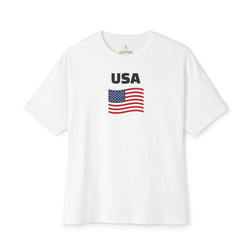 USA Flag Boxy Tee — Oversized American Graphic T‑Shirt