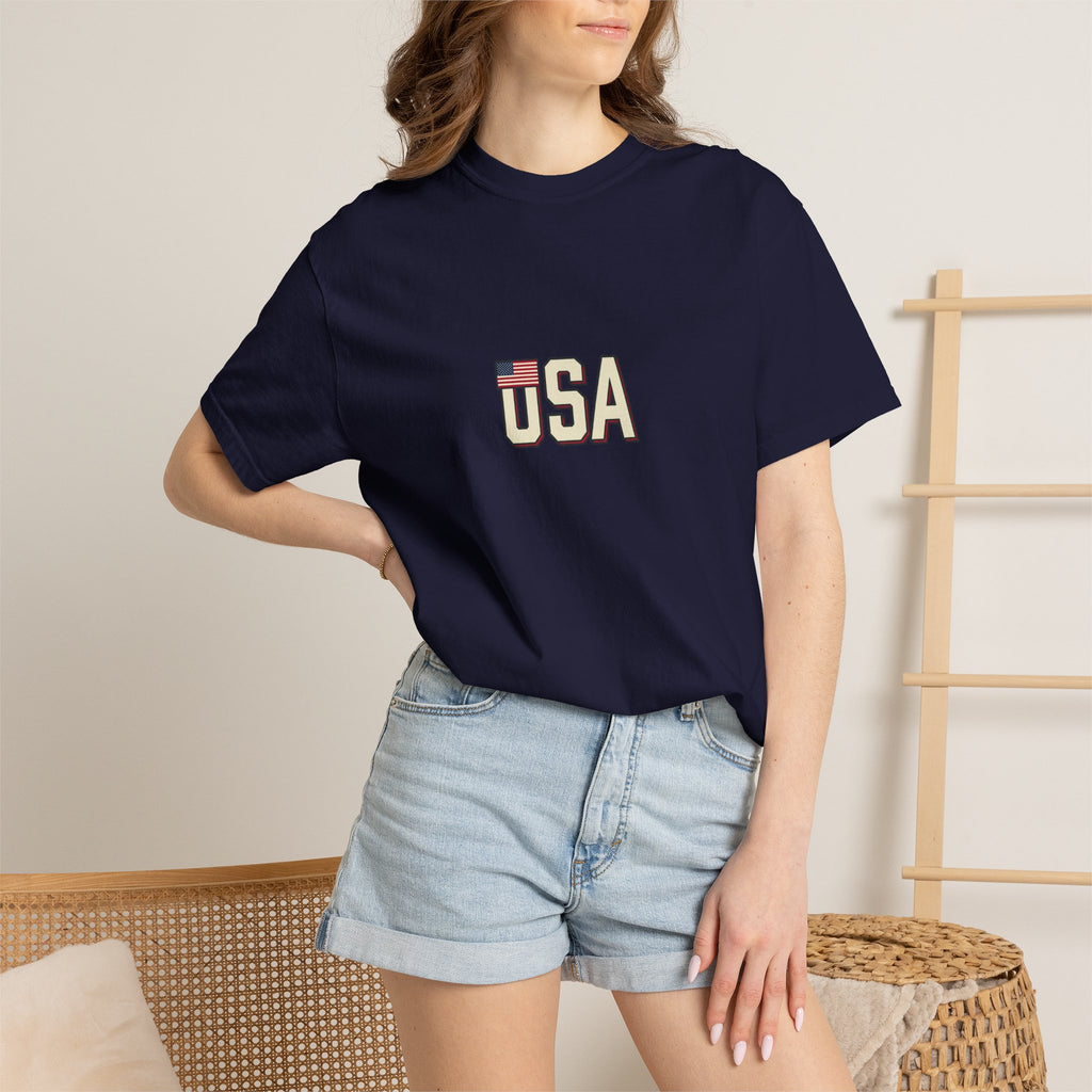 USA Flag Graphic T-Shirt — Retro Patriotic Tee for 4th of July