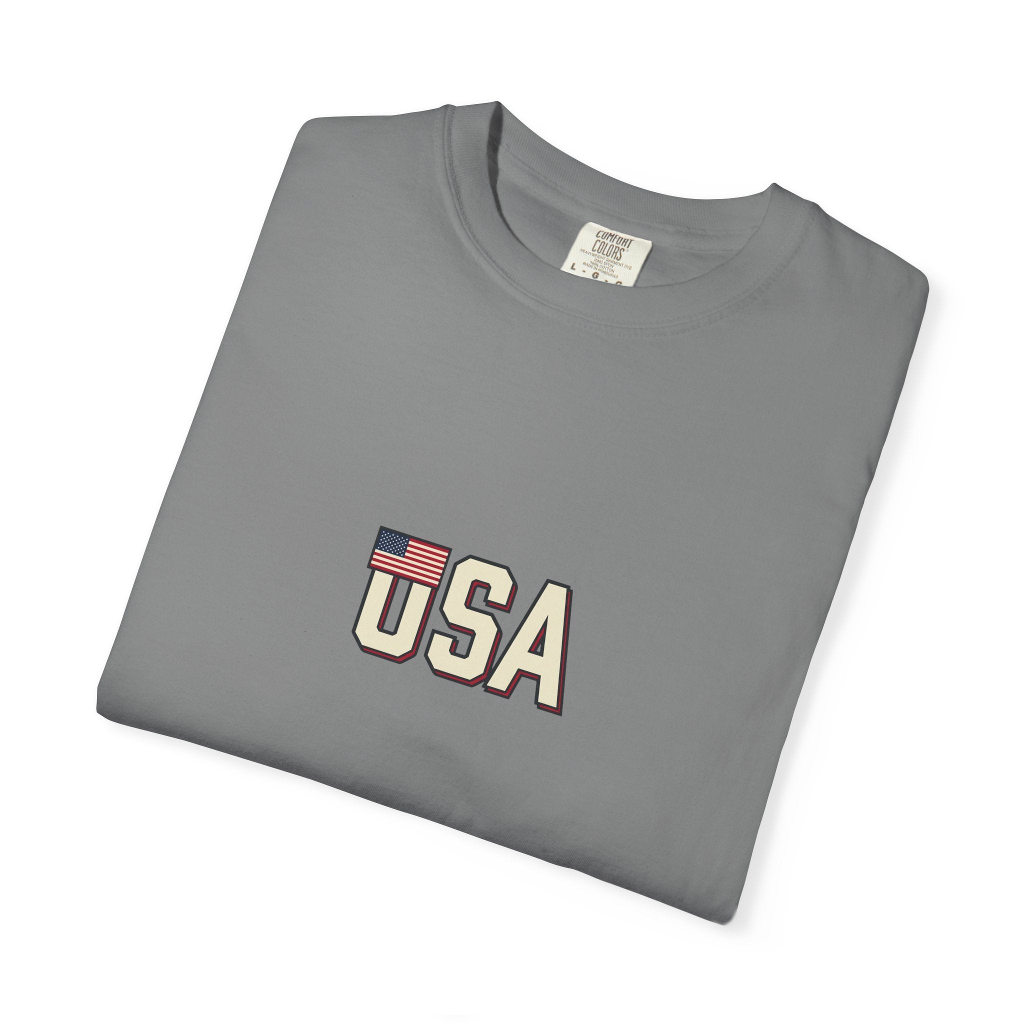 USA Flag Graphic T-Shirt — Retro Patriotic Tee for 4th of July