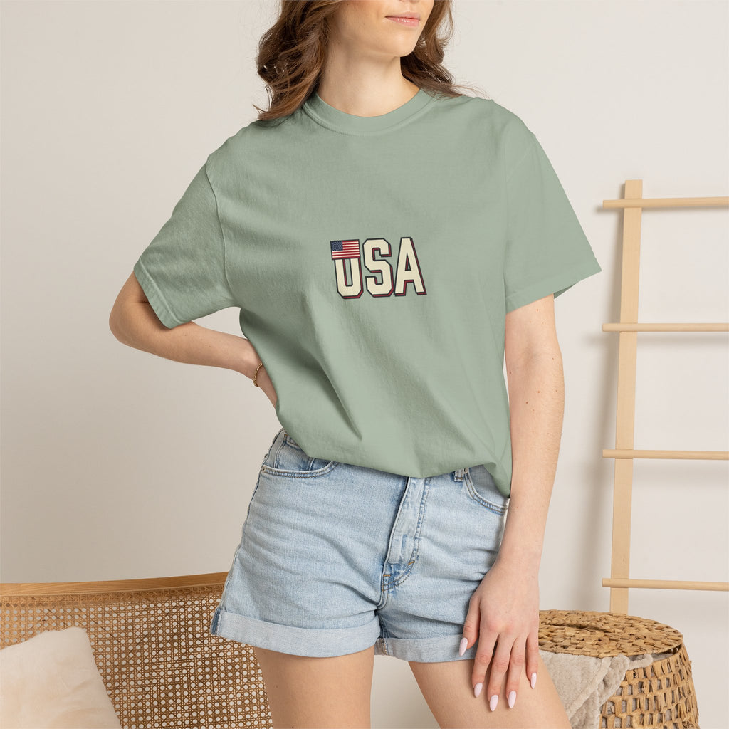 USA Flag Graphic T-Shirt — Retro Patriotic Tee for 4th of July