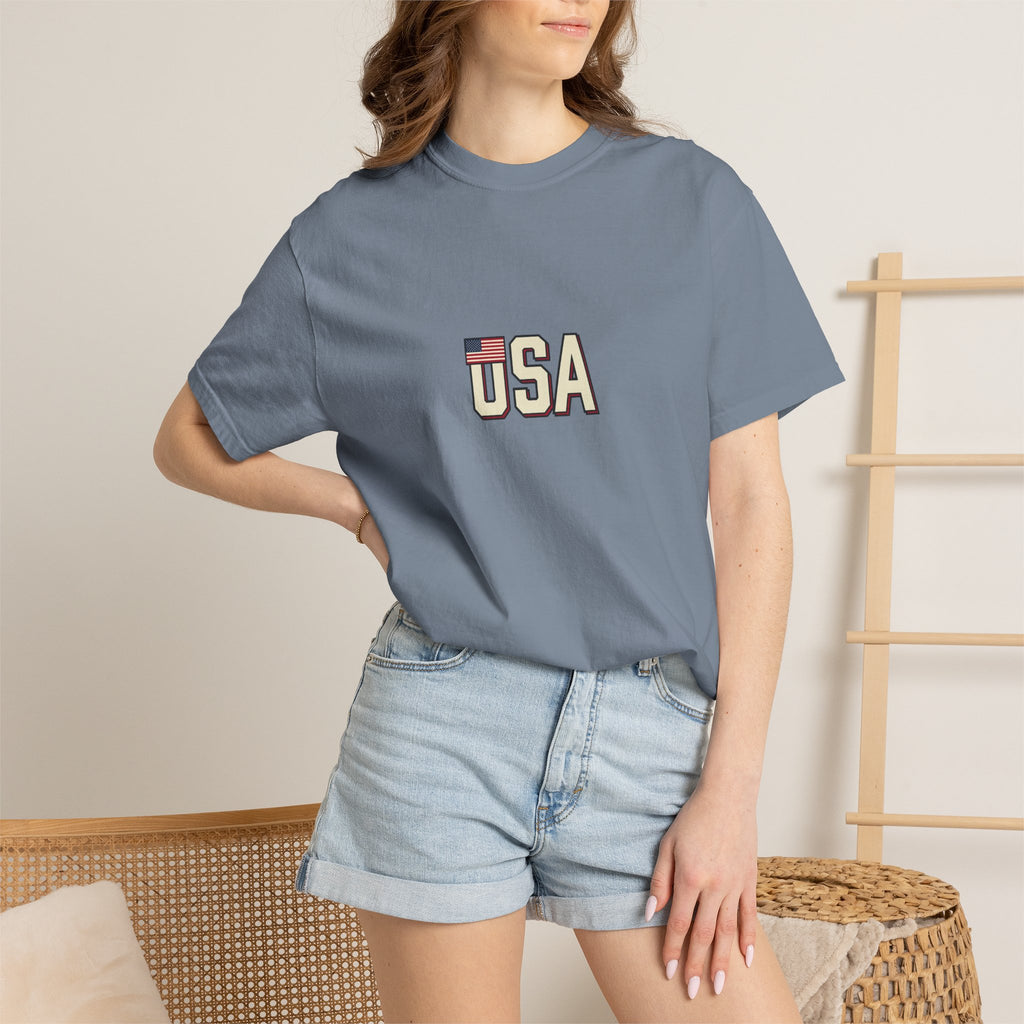 USA Flag Graphic T-Shirt — Retro Patriotic Tee for 4th of July