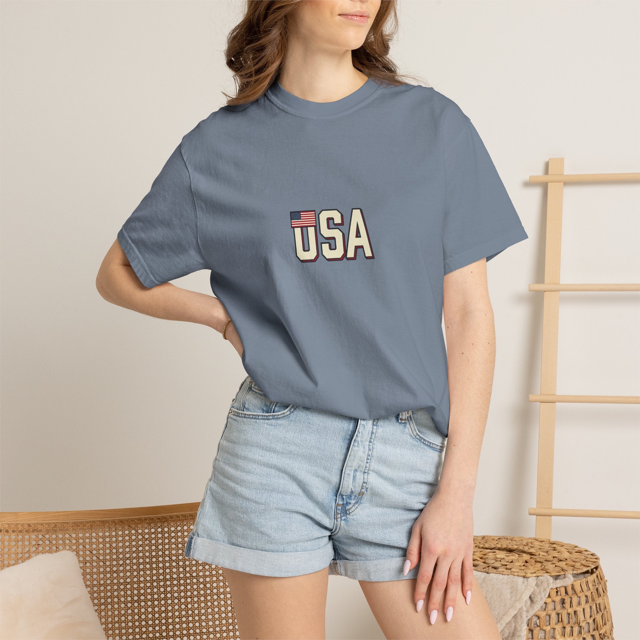 USA Flag Graphic T-Shirt — Retro Patriotic Tee for 4th of July