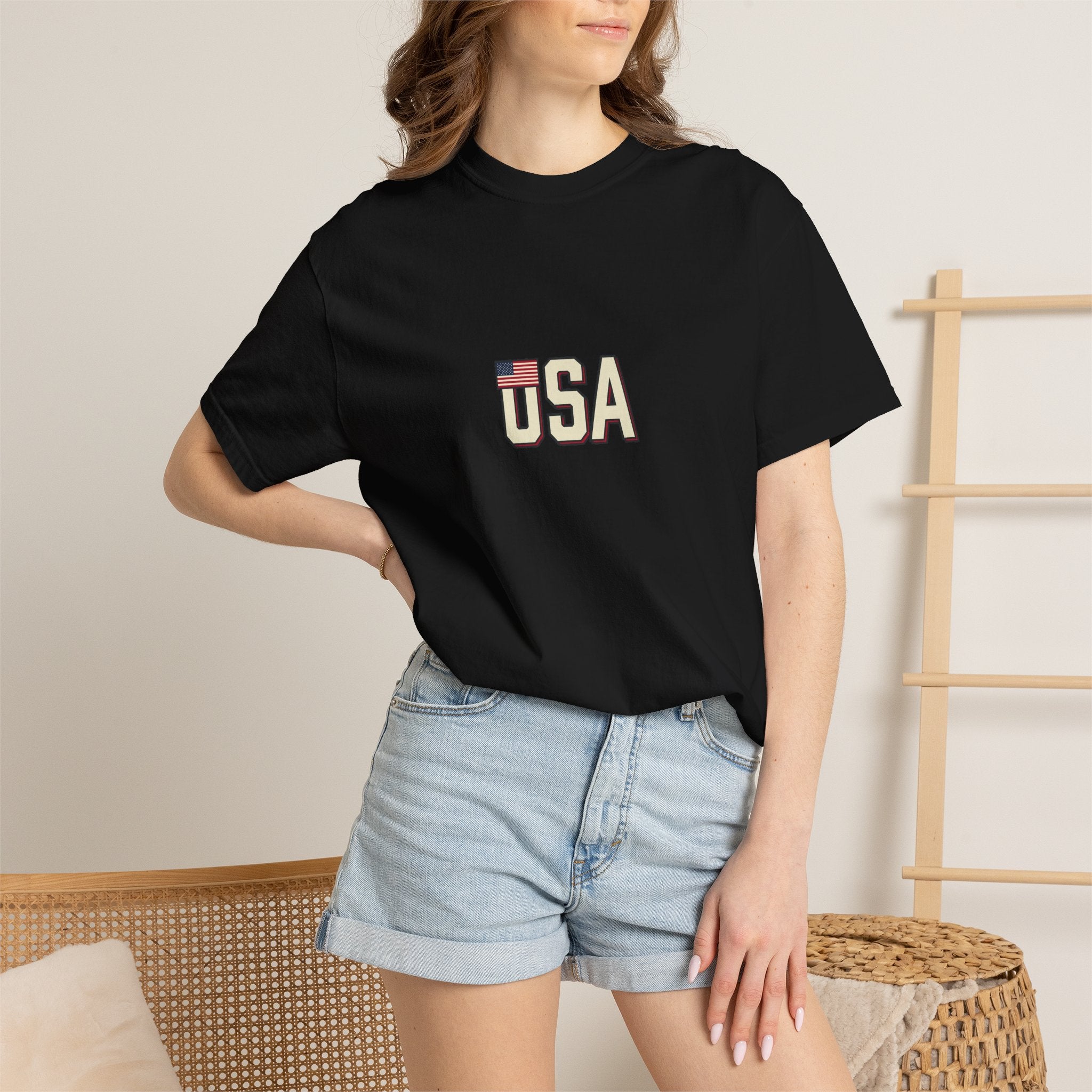 USA Flag Graphic T-Shirt — Retro Patriotic Tee for 4th of July