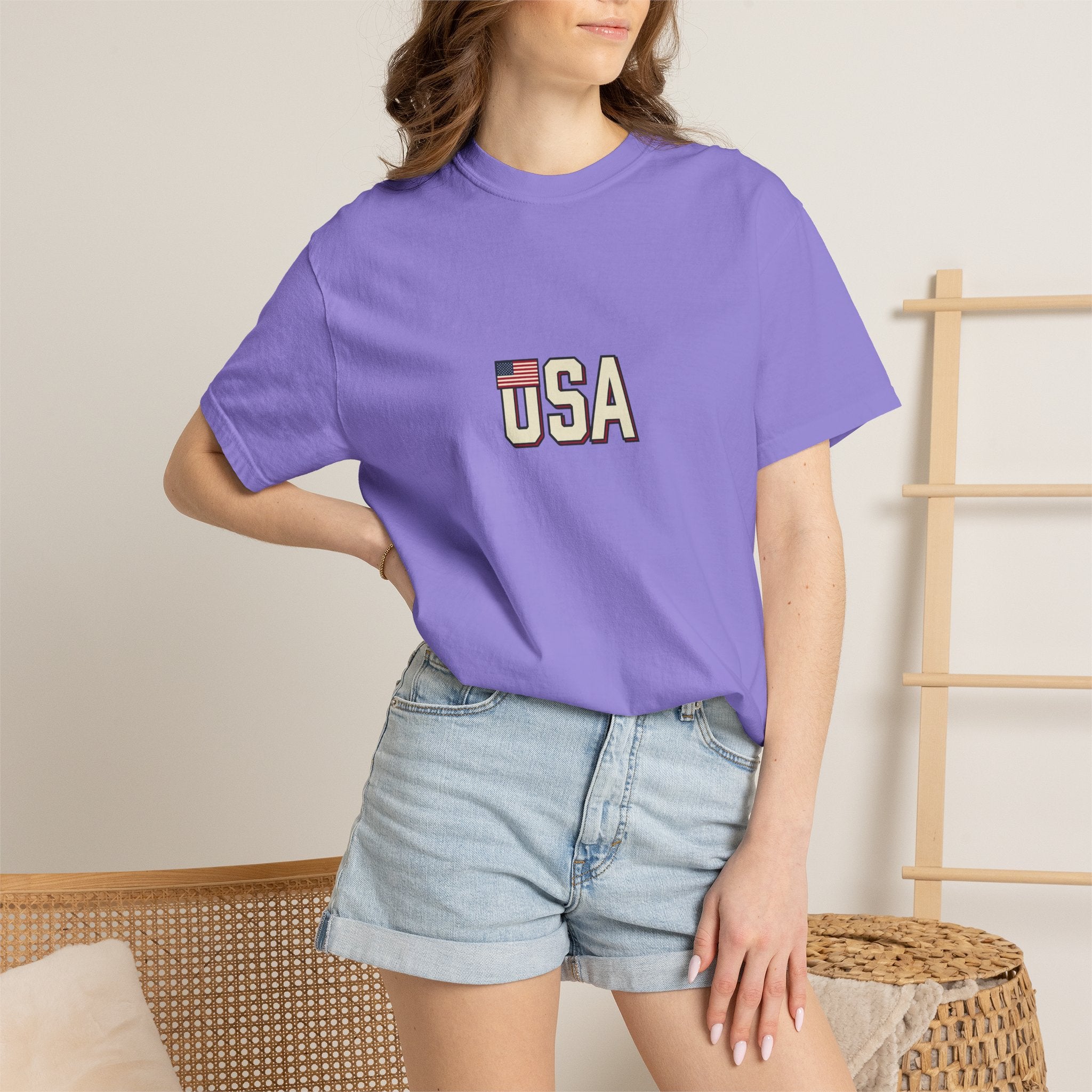USA Flag Graphic T-Shirt — Retro Patriotic Tee for 4th of July