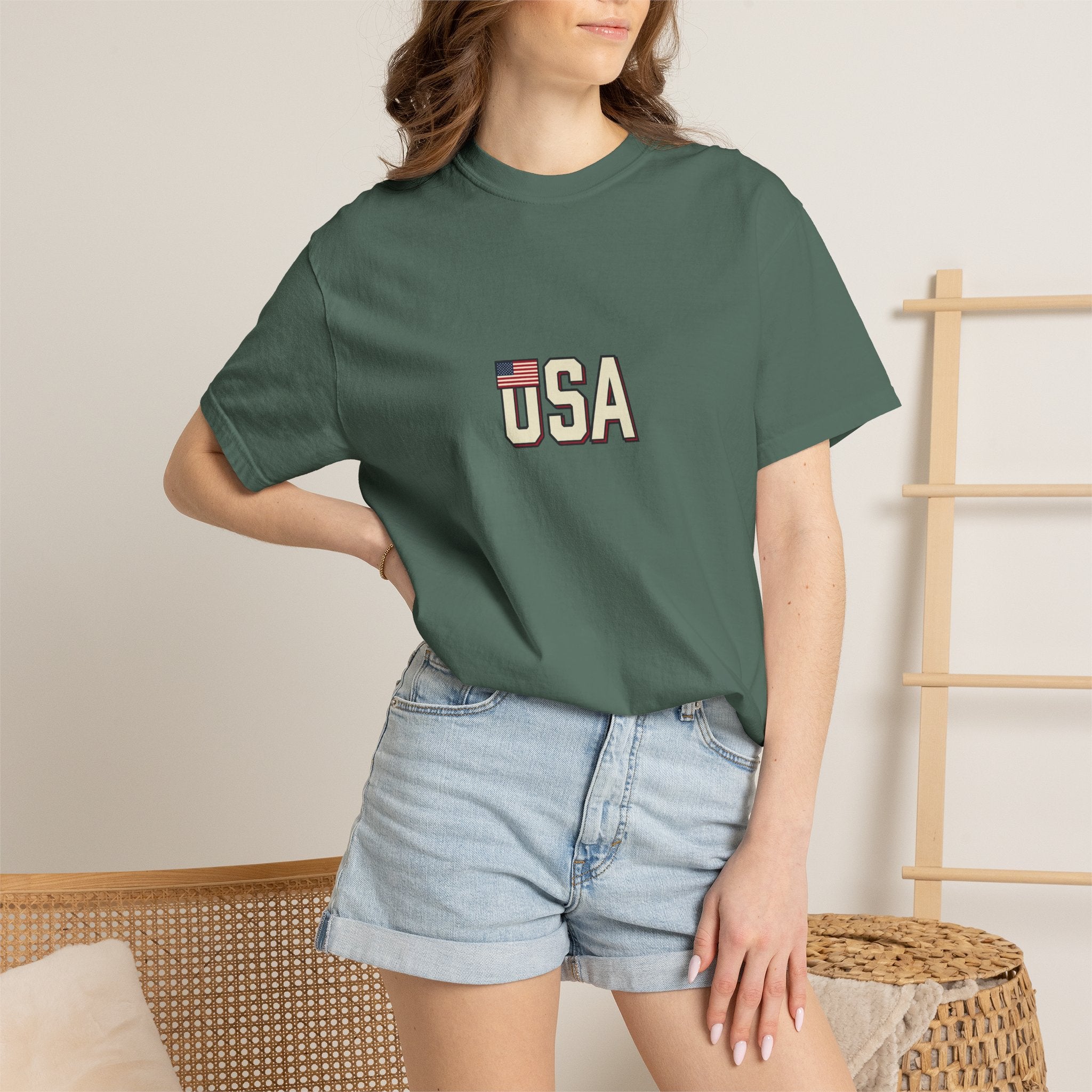 USA Flag Graphic T-Shirt — Retro Patriotic Tee for 4th of July