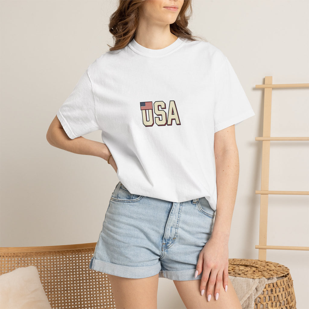 USA Flag Graphic T-Shirt — Retro Patriotic Tee for 4th of July