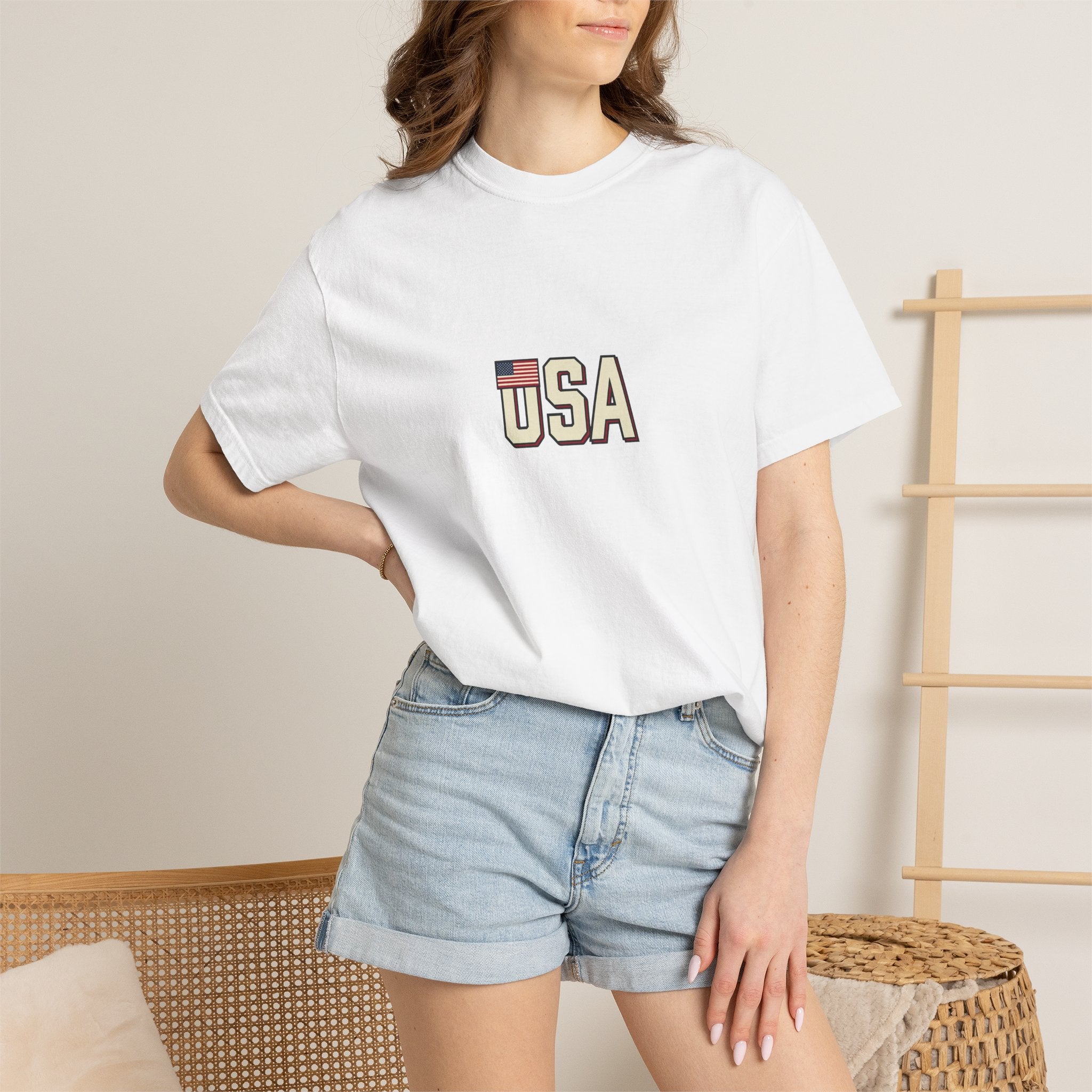 USA Flag Graphic T-Shirt — Retro Patriotic Tee for 4th of July