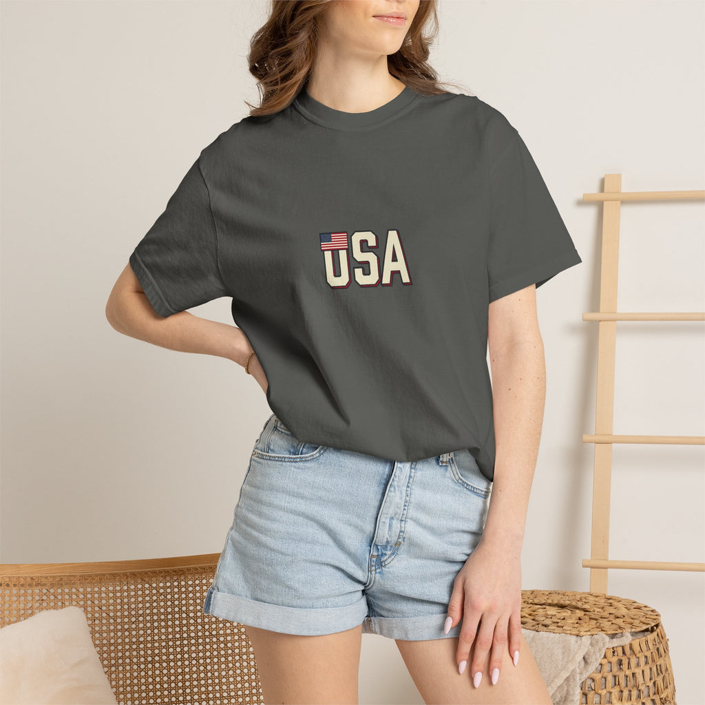 USA Flag Graphic T-Shirt — Retro Patriotic Tee for 4th of July