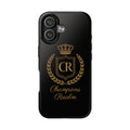 Luxury Monogram Tough Phone Case — Gold Crest Pattern
