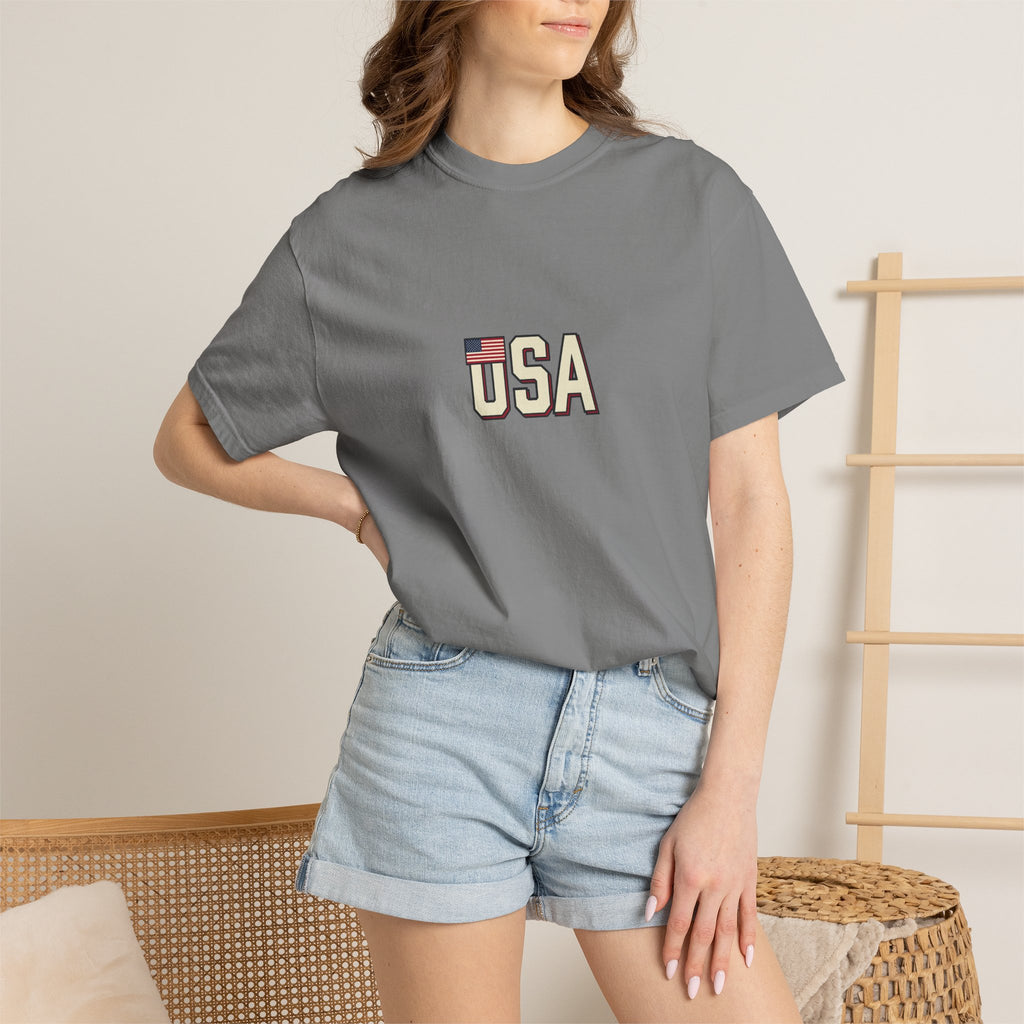USA Flag Graphic T-Shirt — Retro Patriotic Tee for 4th of July