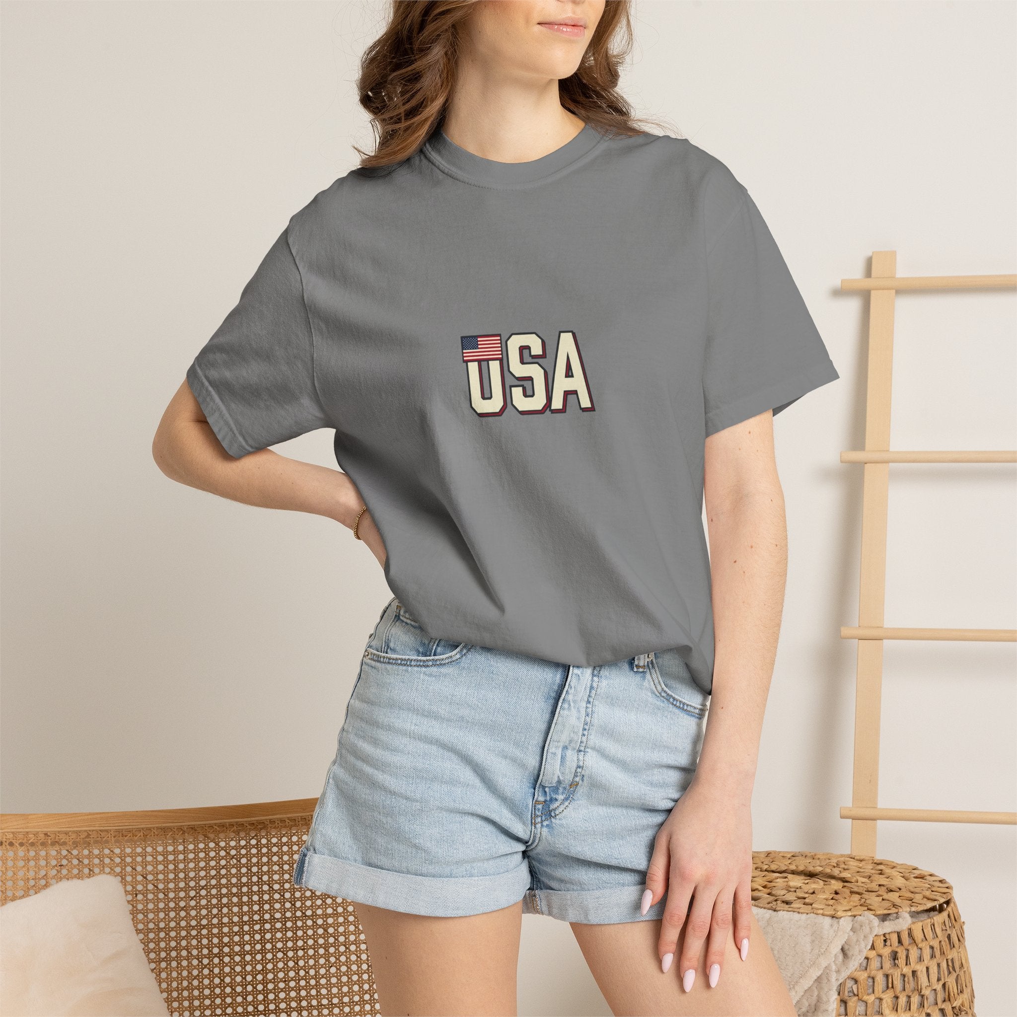 USA Flag Graphic T-Shirt — Retro Patriotic Tee for 4th of July